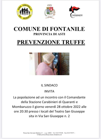 Fontanile | Incontro su "Prevenzione truffe" con i Carabinieri